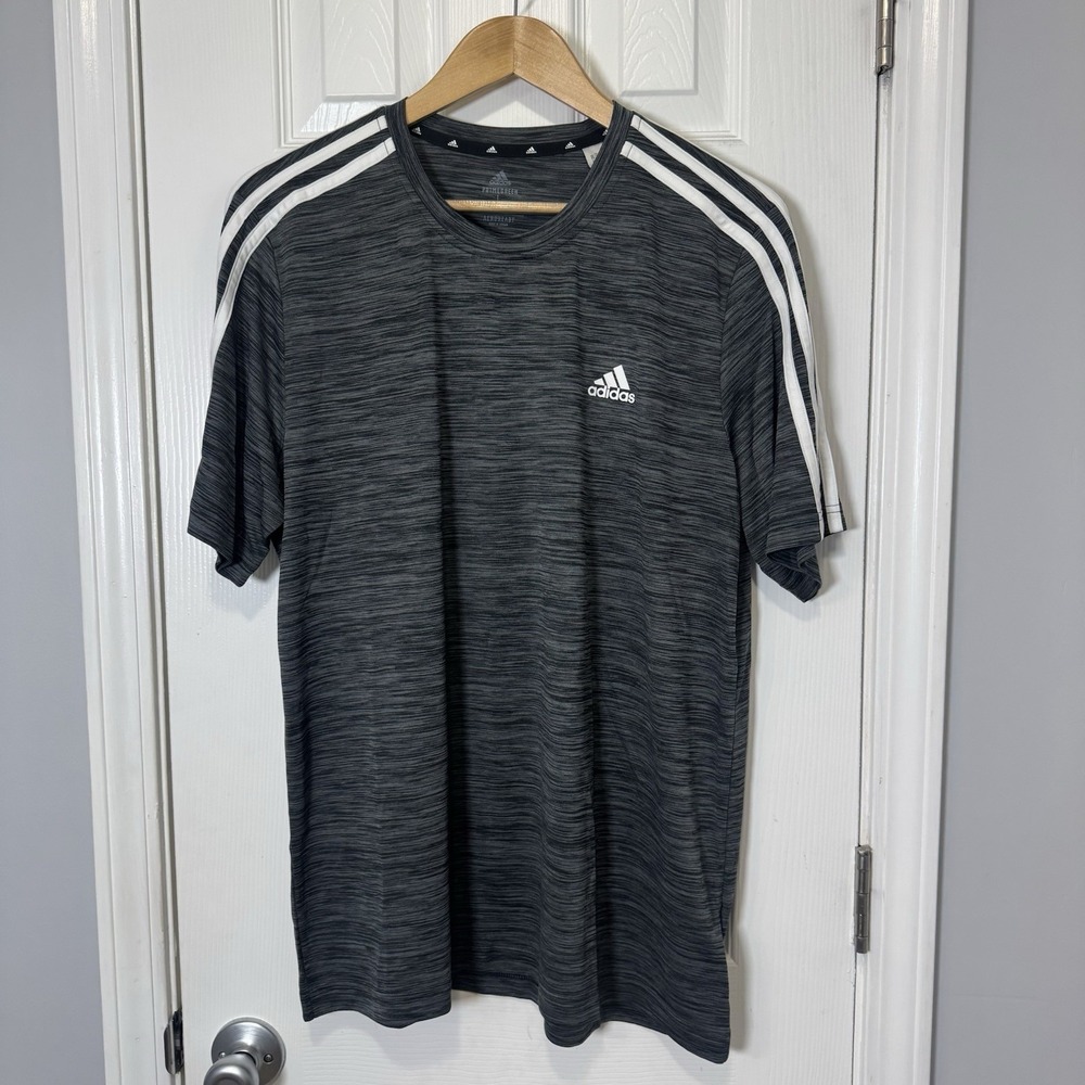 Adidas Prime Green Men's Aeroready Short Sleeves Shirt Heather Black Size Large
